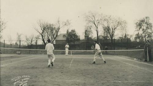 Early lawn tennis players.