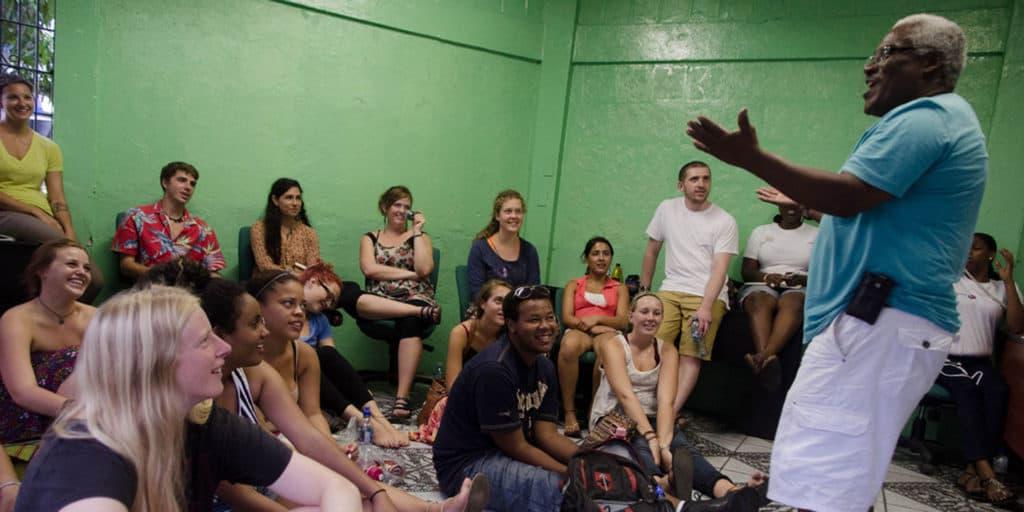 students in lecture in Trinidad